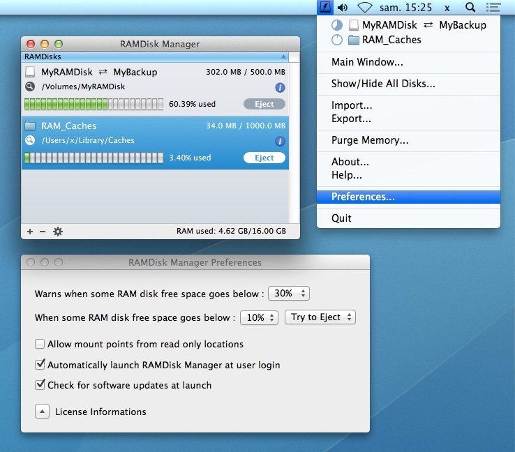 RAMDisk Manager 1.2.1 de MacMagna