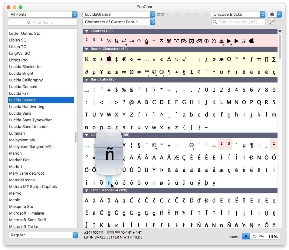 PopChar 8.6 de Ergonis Software